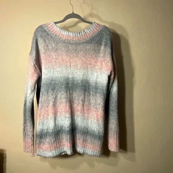 A.N.A. Womens Blue Pink Oversized Ombre V-Neck Knit Pullover Sweater Large - Picture 10 of 10